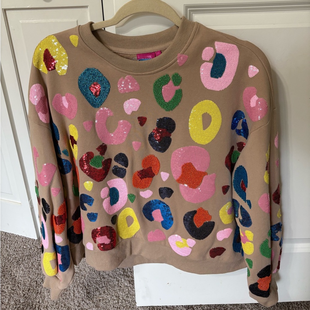Queen of Sparkles Leopard Sweatshirt XS